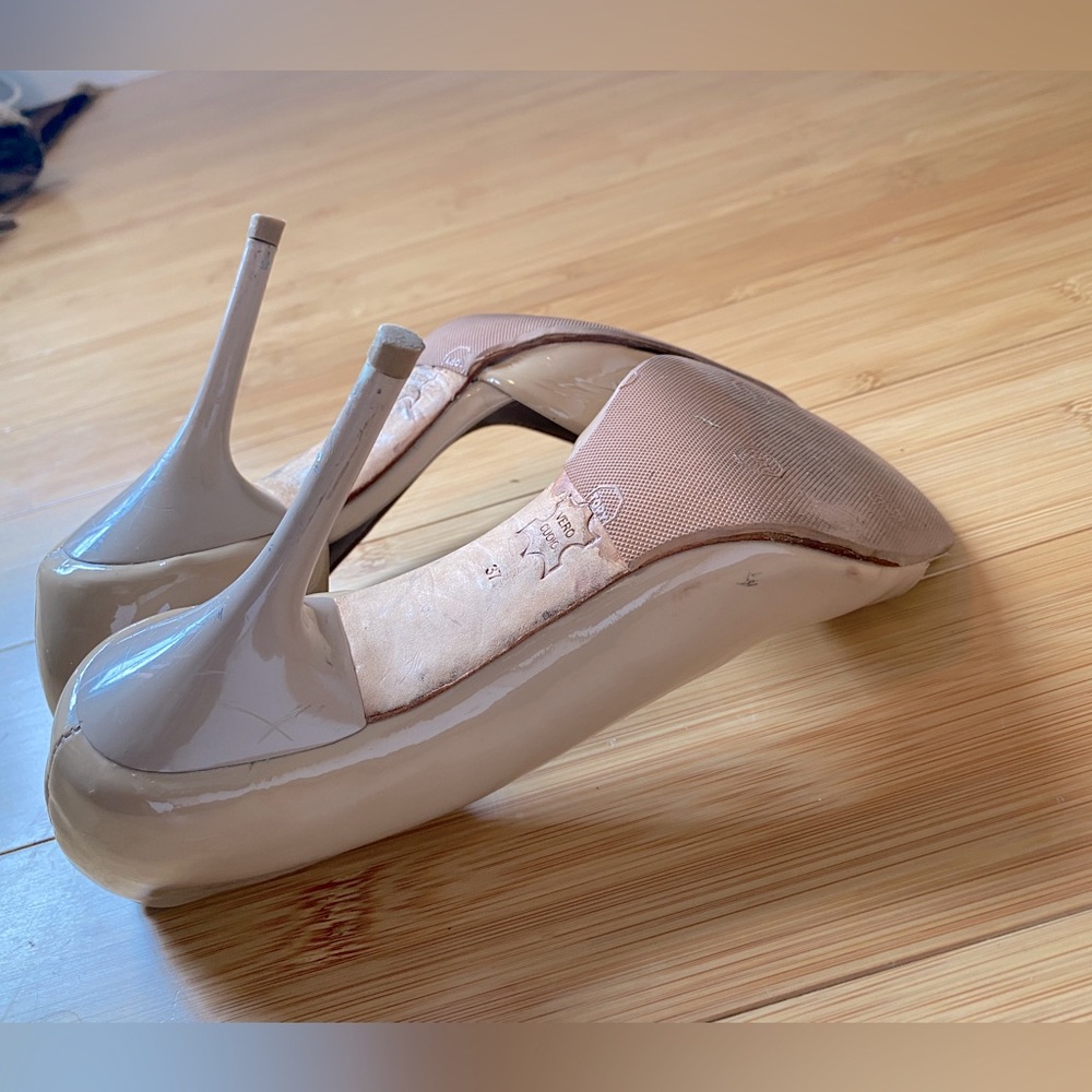 Aldo Cream Open Toe Patent Heel - Picture 5 of 7